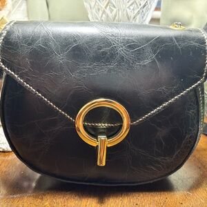 Handbag - leather green marbled hand bag - hand made and hand sewn.